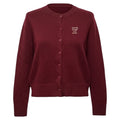100% Wool Letter Embroidered Cardigan By Goelia In Maroon, Size: 6
