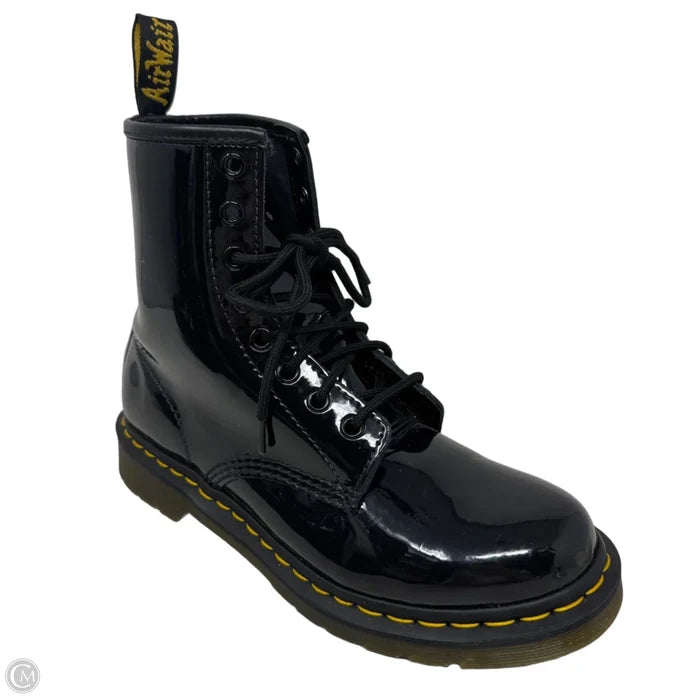 1460 Patent Leather Lace Up Boots Combat By Dr Martens In Black, Size: 8