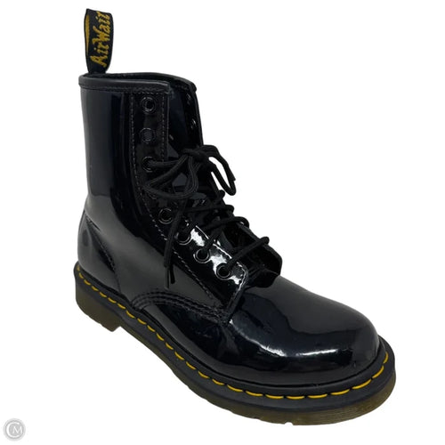 1460 Patent Leather Lace Up Boots Combat By Dr Martens In Black, Size: 8