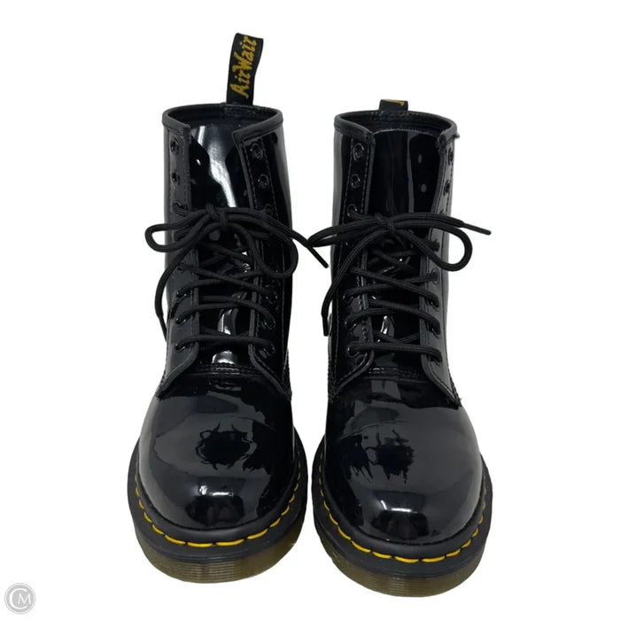 1460 Patent Leather Lace Up Boots Combat By Dr Martens In Black, Size: 8