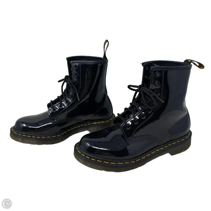 1460 Patent Leather Lace Up Boots Combat By Dr Martens In Black, Size: 8
