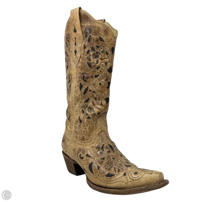 A1970 Inlay Western Boots By Corral In Tan, Size: 7.5