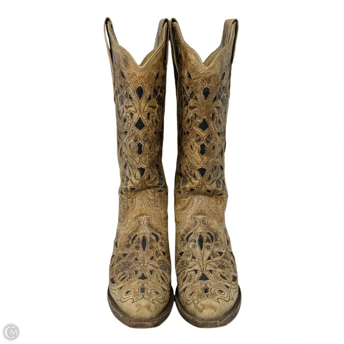 A1970 Inlay Western Boots By Corral In Tan, Size: 7.5