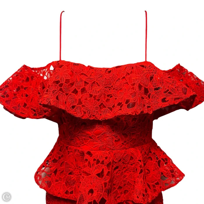 Amaryllis Lace Peplum Party Dress By Muse by Marchesa In Red, Size: 0