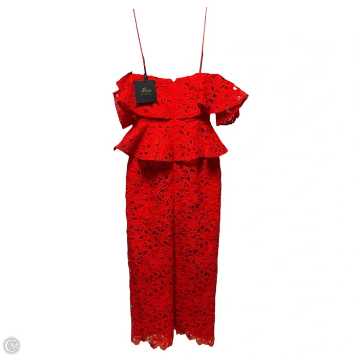 Amaryllis Lace Peplum Party Dress By Muse by Marchesa In Red, Size: 0