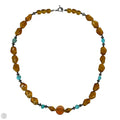 Amber & Turquoise Tone Beaded Necklace