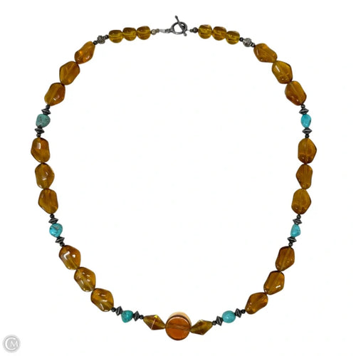 Amber & Turquoise Tone Beaded Necklace