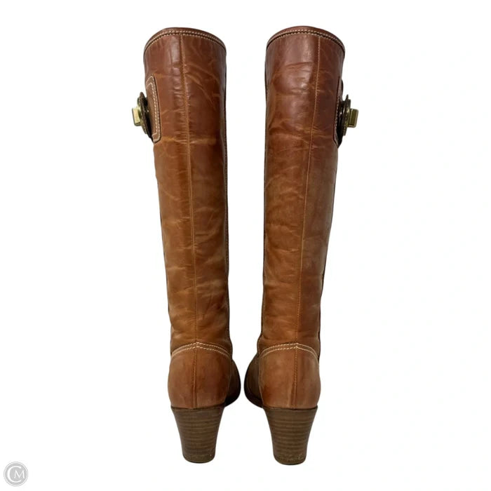AS IS Sara Turnlock Boots Designer By Coach In Tan, Size: 6