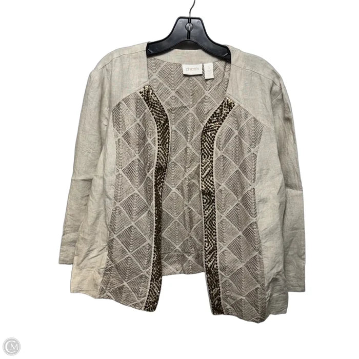 Astonishing Artisan Pattern Linen Jacket Other By Chicos In Beige, Size: XL