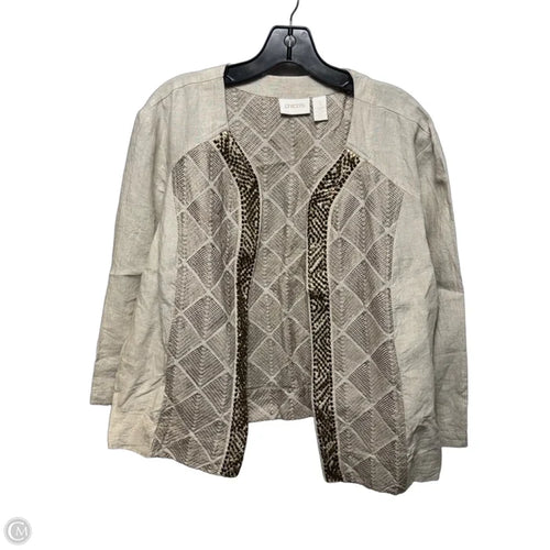 Astonishing Artisan Pattern Linen Jacket Other By Chicos In Beige, Size: XL
