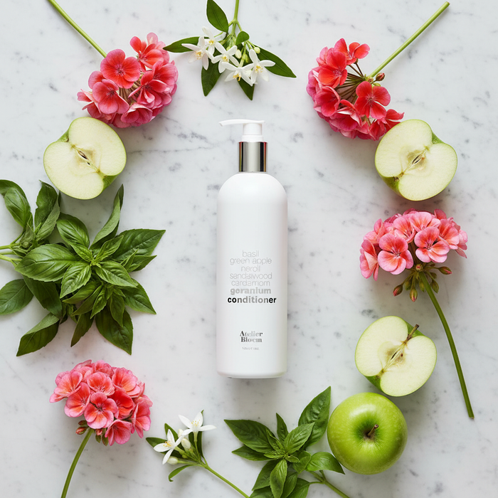 Atelier Bloem geranium conditioner 16oz Kimpton luxury hotel conditioner basil neroli sandalwood botanicals