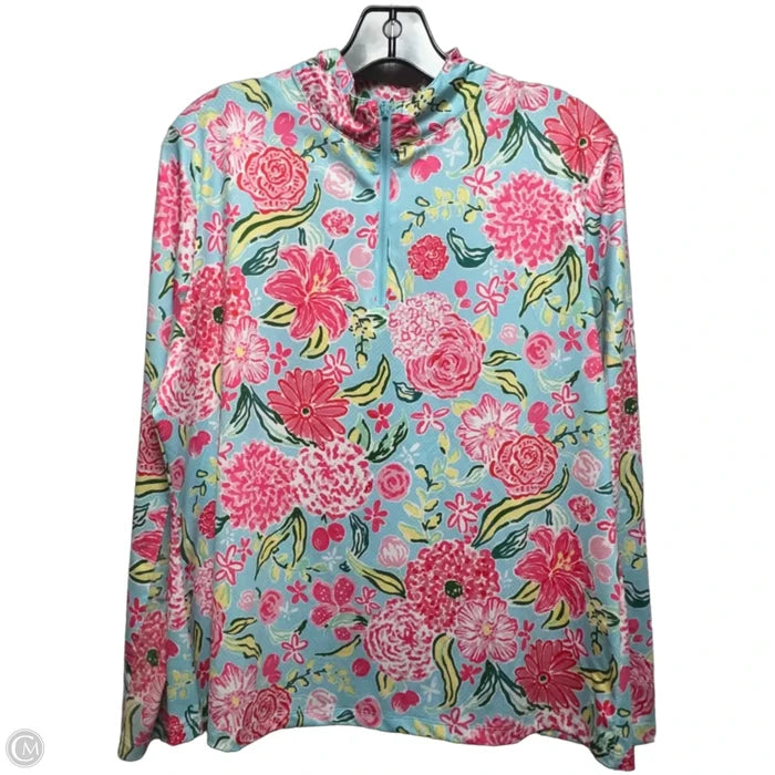 Athletic Top Long Sleeve Collar By Gottex In Floral Print, Size: L