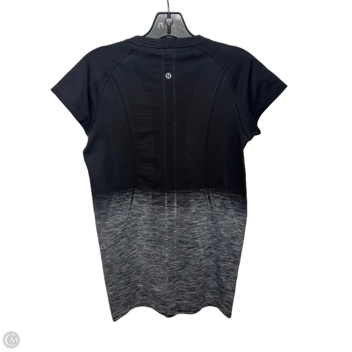 Athletic Top Short Sleeve By Lululemon In Black & Grey, Size: 8