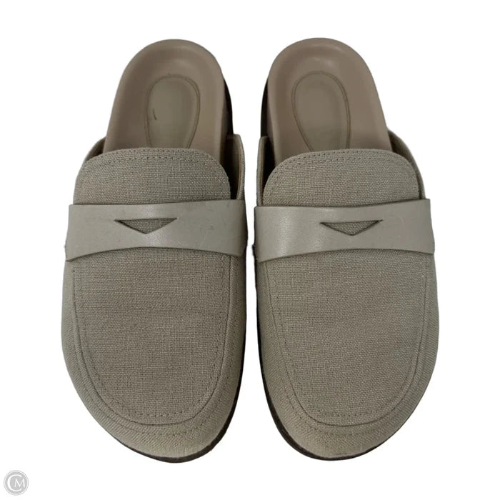 Ava Linen Flat Slides By Schutz In Beige, Size: 11