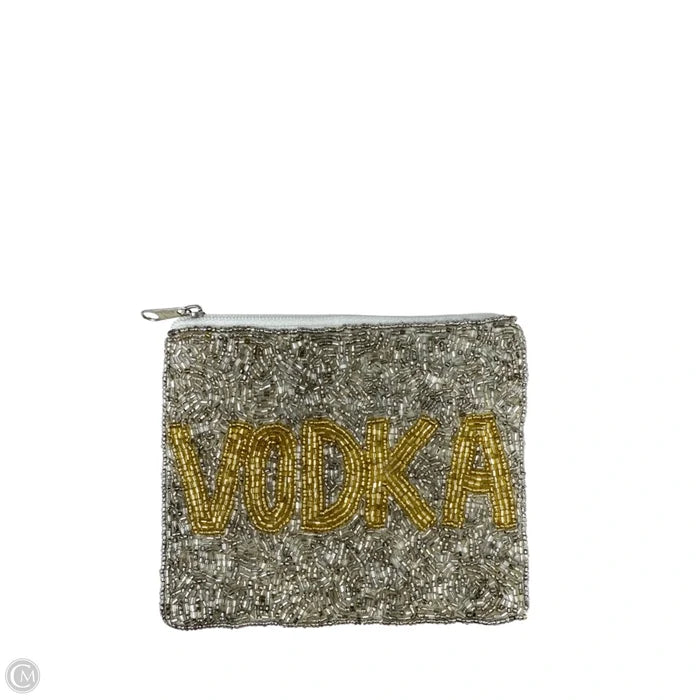 Beaded Cotton “Vodka” Zipped Pouch By Shirdee, Size: Small