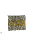 Beaded Cotton “Vodka” Zipped Pouch By Shirdee, Size: Small