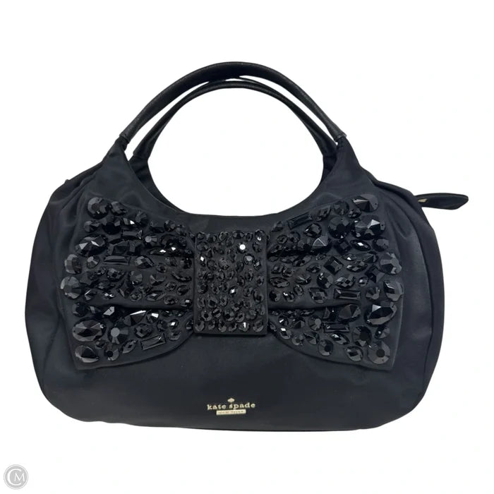 Bedazzled Bow Nylon Handbag Designer By Kate Spade, Size: Medium