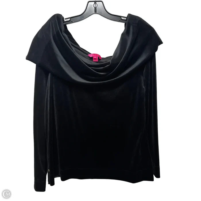 Belinda Off Shoulder Velour Pullover Top Designer By Lilly Pulitzer In Black, Size: XXL