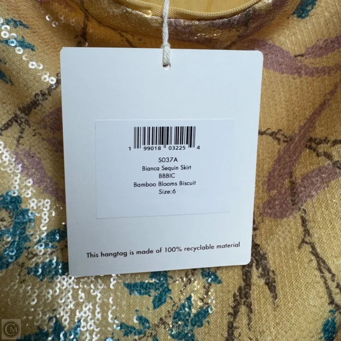Bianca Sequin Skirt Designer By Diane Von Furstenberg In Bamboo Blooms Biscuit, Size: 6