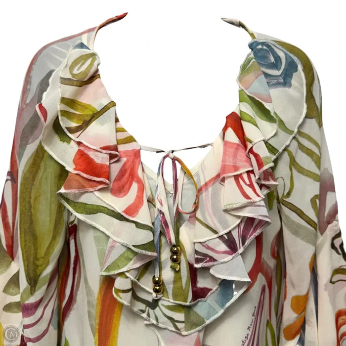 Bimini Ruffle Caftan Midi Dress By Mestiza In Floral Print, Size: S