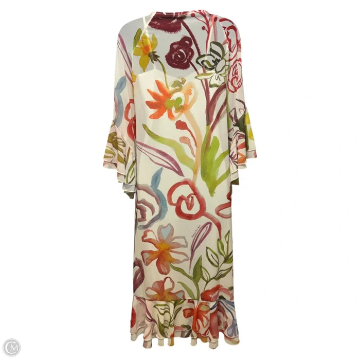 Bimini Ruffle Caftan Midi Dress By Mestiza In Floral Print, Size: S