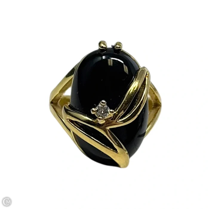 Black Oval Cocktail Ring Statement By Seta, Size: 7