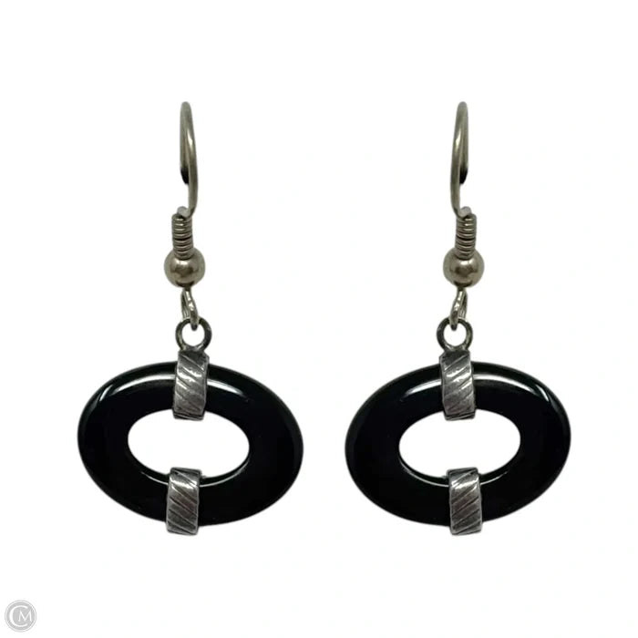 Black Oval Sterling Silver Dangle Earrings By Silpada