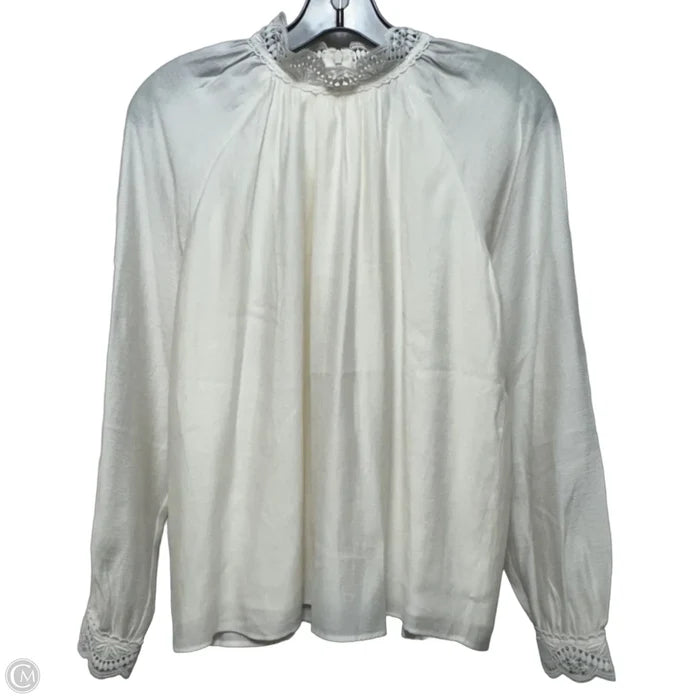 Blouse Long Sleeve By Ann Taylor In Cream, Size: Sp