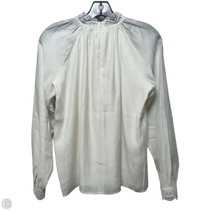 Blouse Long Sleeve By Ann Taylor In Cream, Size: Sp