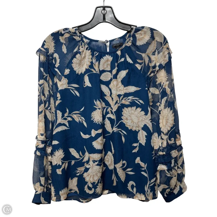 Blouse Long Sleeve By Ann Taylor In Floral Print, Size: Mp