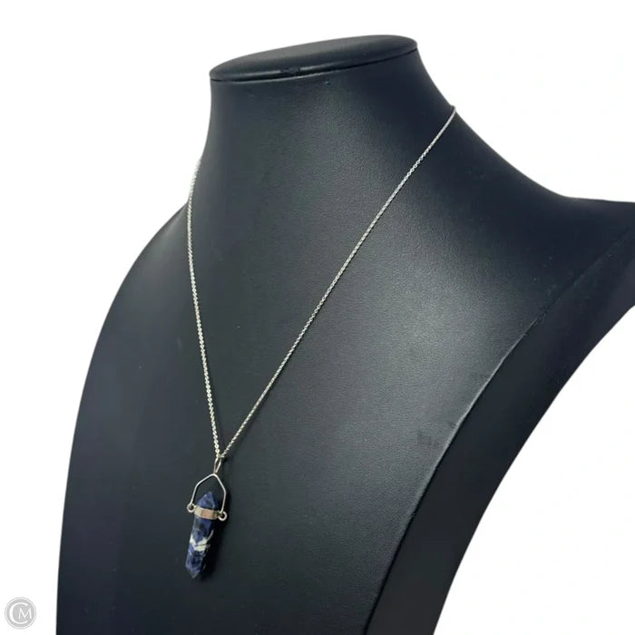 Blue Stone Point Pendant on Sterling Silver Chain Necklace