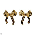 Bow Gold Tone Stud Earrings