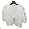 Cable Knit Cropped Tie Front Sweater Short Sleeve By Boden In White, Size: XL