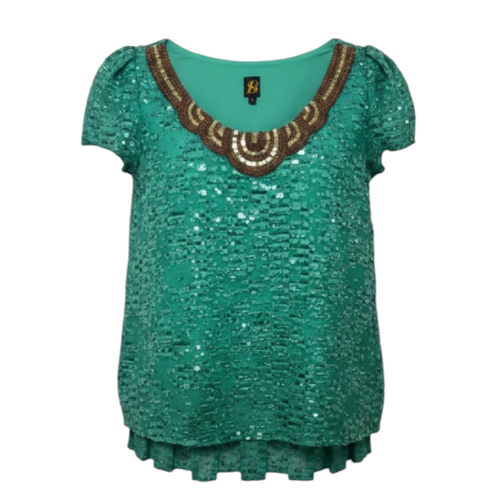Carcanet Top By Sachin & Babi X Anthropologie In Gold & Green, Size: 10