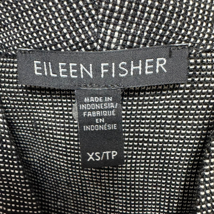 Cardigan Linen Blend By Eileen Fisher In Black & Cream, Size: Xs