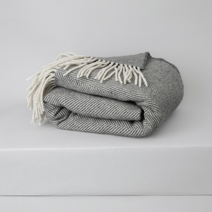 Charcoal Grey Herringbone Blanket
