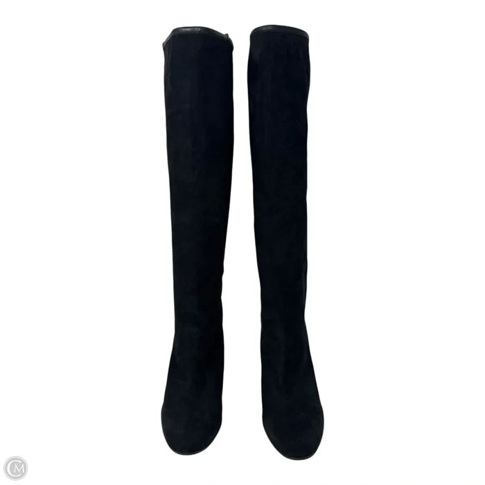 Charlie Devon Suede Knee High Boots Designer By Stuart Weitzman In Black, Size: 7.5