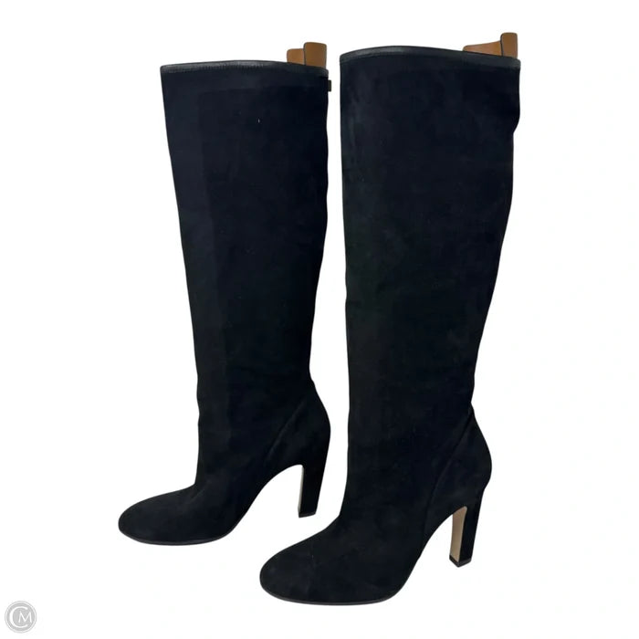 Charlie Devon Suede Knee High Boots Designer By Stuart Weitzman In Black, Size: 7.5