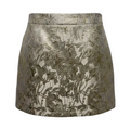 Cher Metallic Floral Brocade Mini A-Line Skirt By J.Marie In Gold, Size: XL