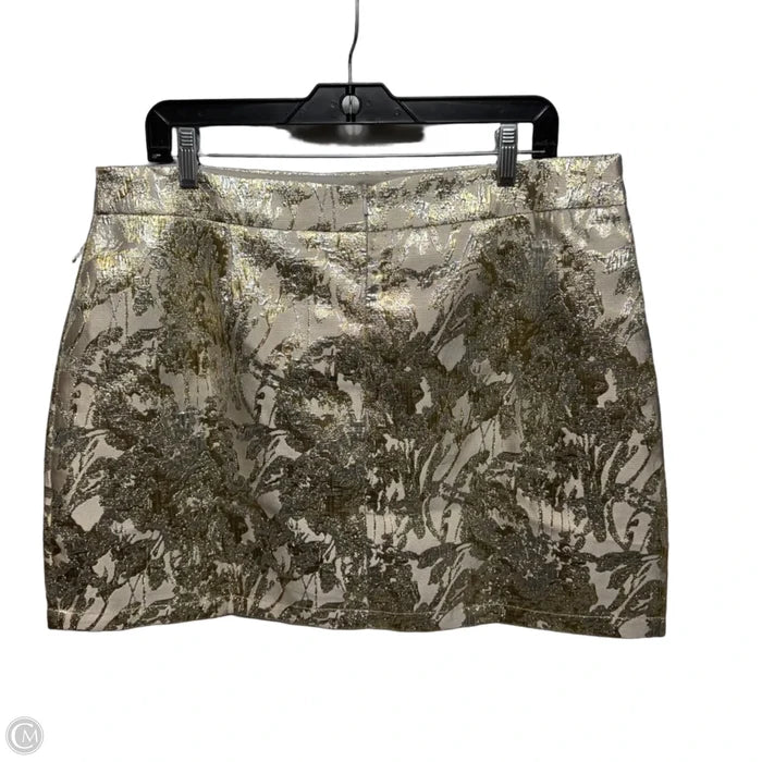 Cher Metallic Floral Brocade Mini A-Line Skirt By J.Marie In Gold, Size: XL