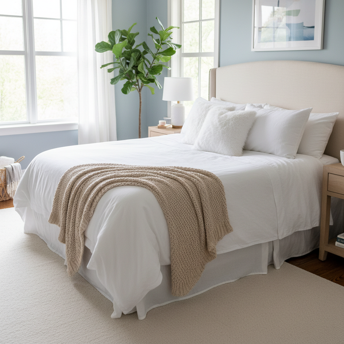 Choice Hotels Blue Label Firm Pillow - Enhance your Airbnb or vacation rental with this hotel-quality, firm support pillow, ensuring guests enjoy a restful and luxurious sleep experience.