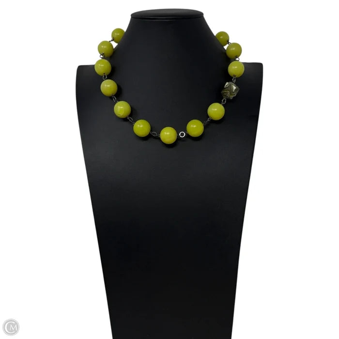 Chunky Serpentine Stone & Pyrite Beaded Collar Necklace