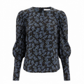 Clarke Puff Sleeve Top By Veronica Beard In Black & Blue, Size: 2
