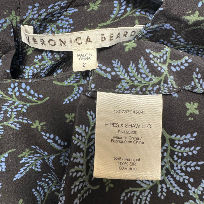 Clarke Puff Sleeve Top By Veronica Beard In Black & Blue, Size: 2
