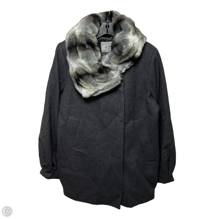 Coat Wool Blend By Abs In Grey, Size: M