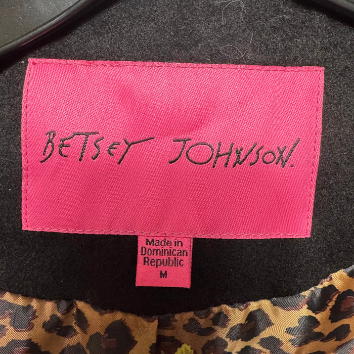 Coat Wool Blend By Betsey Johnson In Black, Size: M