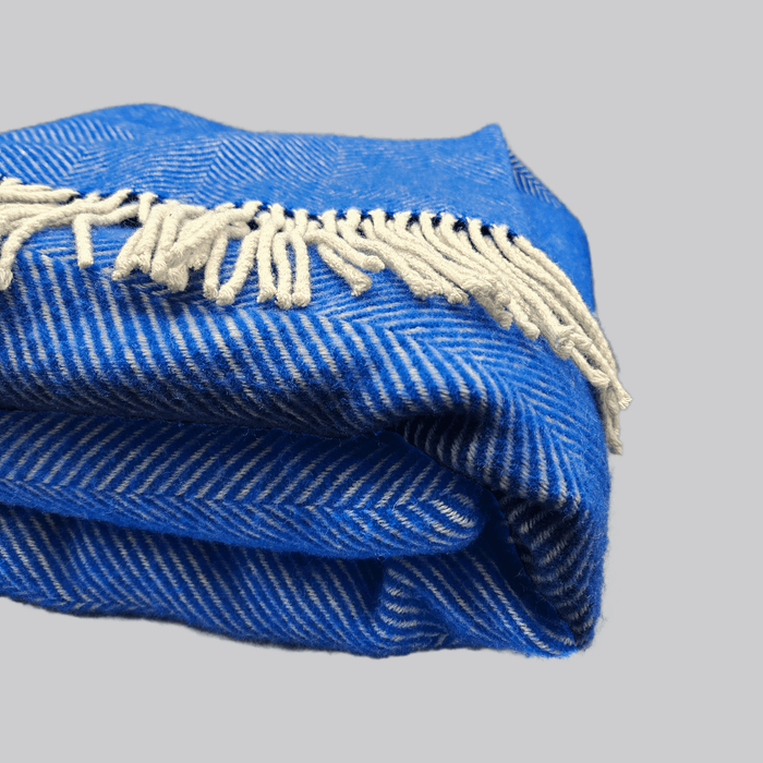 Cobalt Blue Herringbone Blanket