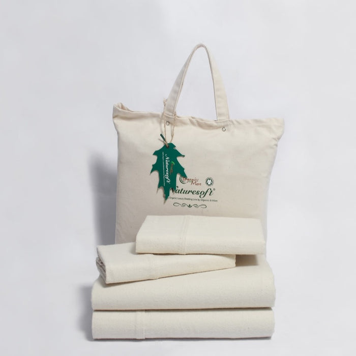 Stackes set of organic flannel sheets colebrook