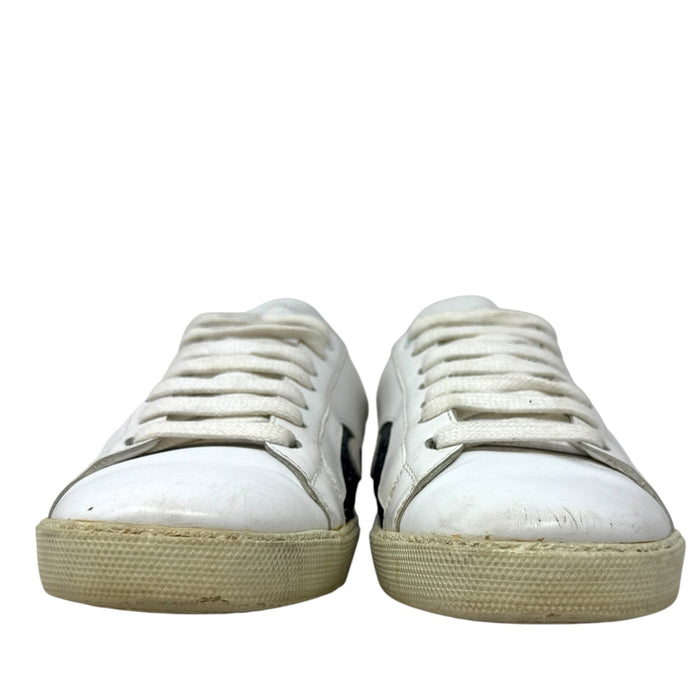 Court Classic Sea, Sex & Sun Sneakers Luxury Designer By Yves Saint Laurent In Tropical Print, Size: 9