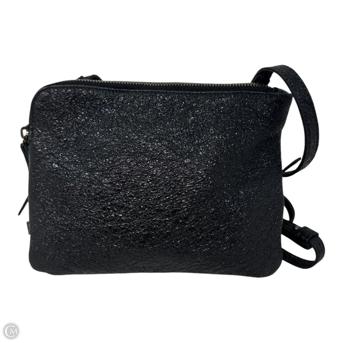 Crinkled Leather Double Zip Crossbody Leather By Eileen Fisher, Size: Medium